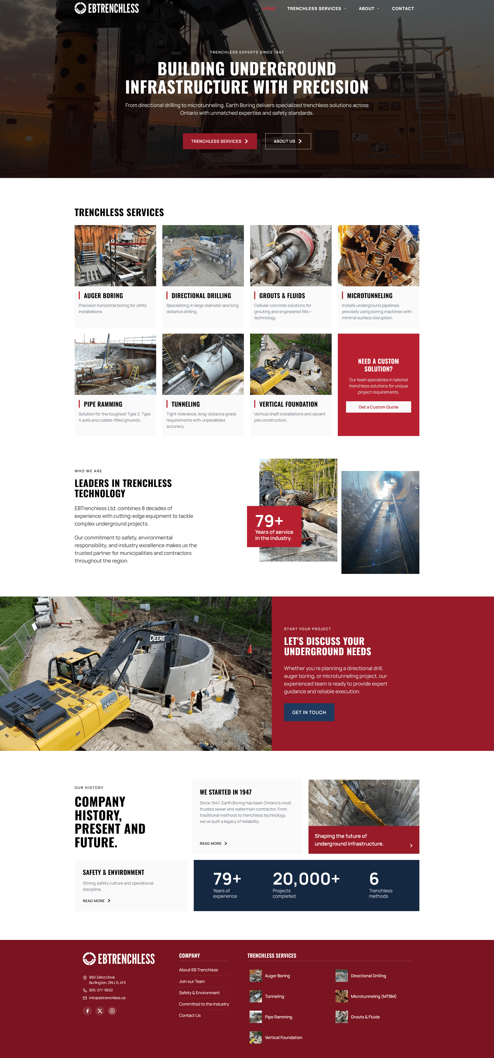 EB Trenchless website screenshot