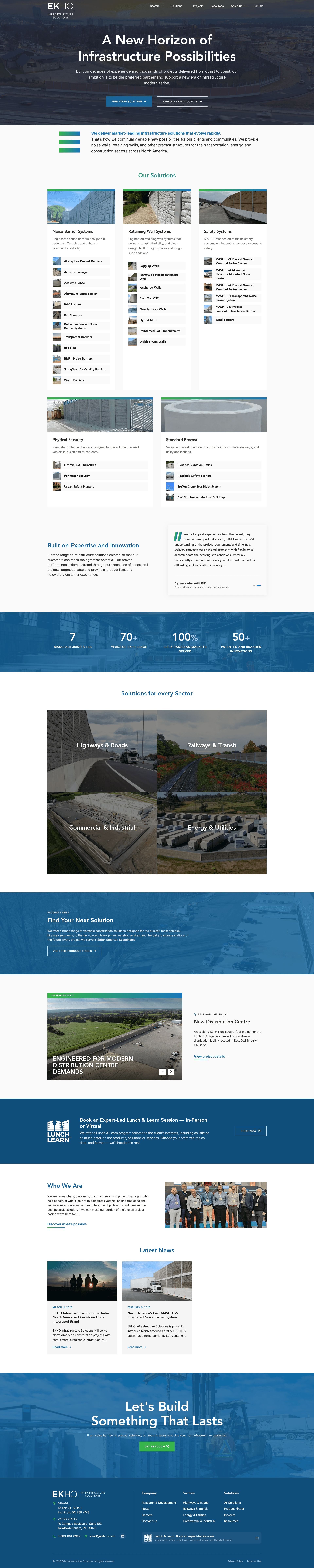 Ekho Infrastructure website screenshot